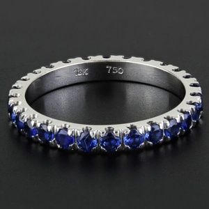 New Jolie 18k White Gold & Sapphire Stackable Eternity Wedding Anniversary Ring